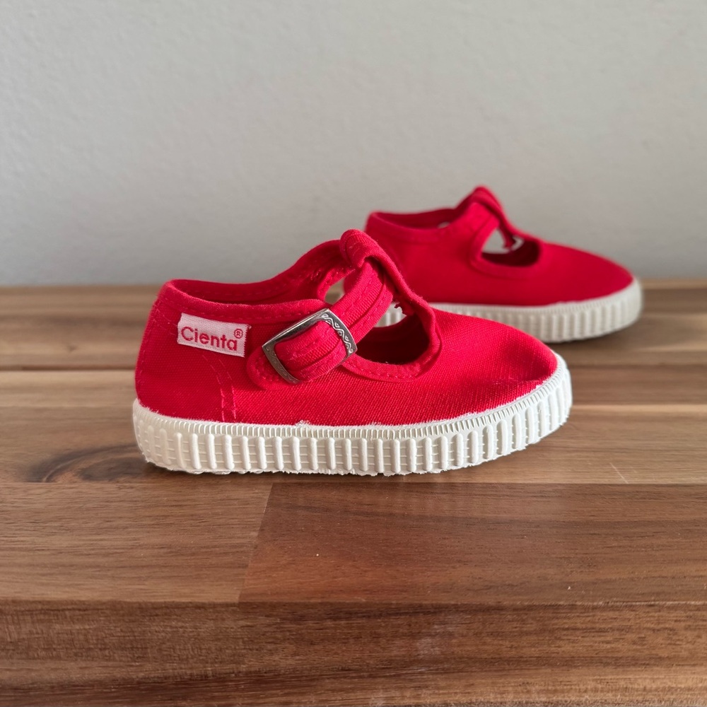 Cienta Baby Shoes T-Strap Mary Janes 20 Red Snap Button 5100